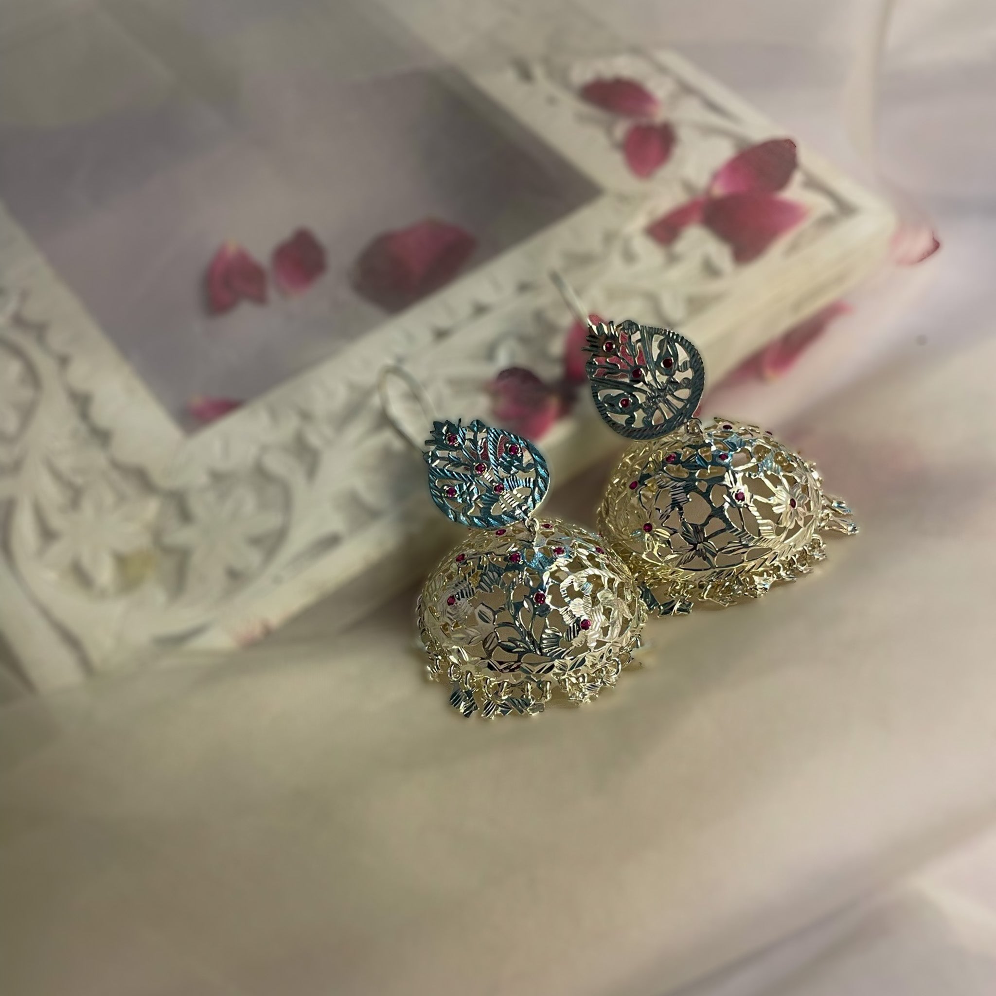 Buy Blue Stone Small Pearl Silver Plated Earrings online-Karagiri