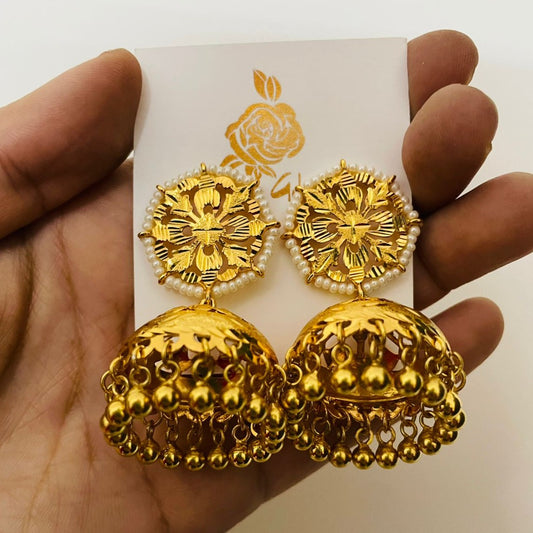 Dholi Jhumka with ghunghru- 22K Gold Plated
