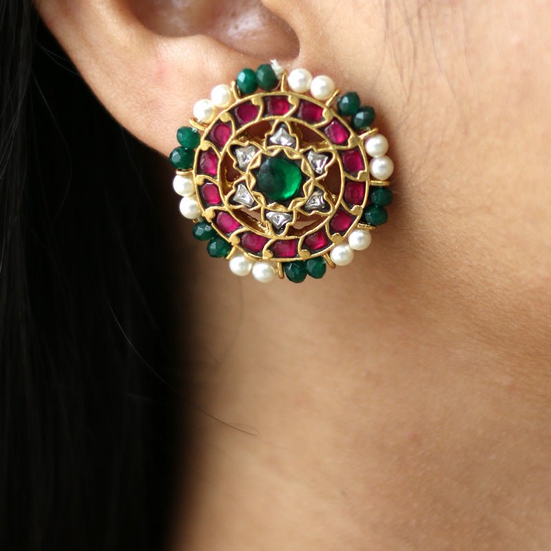 Aaina - Antique Gold Earrings | Silver Jewellery by Gulaal Jewels