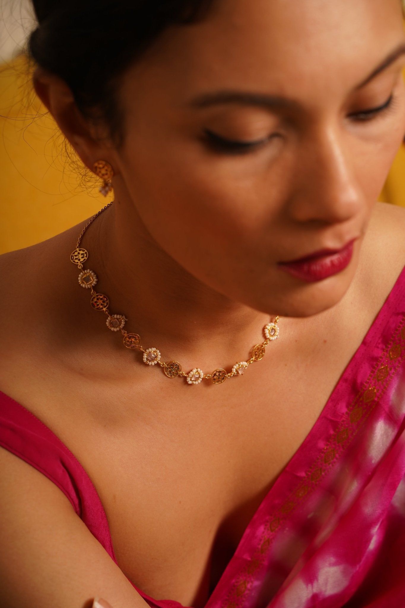 Alizé - 22K Gold Plated Necklet | Silver Jewellery by Gulaal Jewels