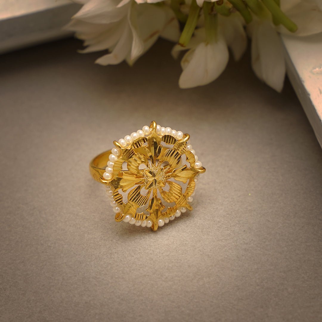 Dholi - 22K Gold Plated Ring | Silver Jewellery by Gulaal Jewels