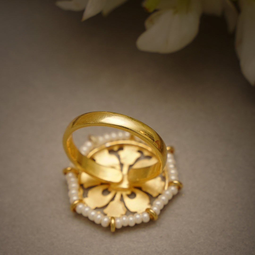 Dholi - 22K Gold Plated Ring | Silver Jewellery by Gulaal Jewels