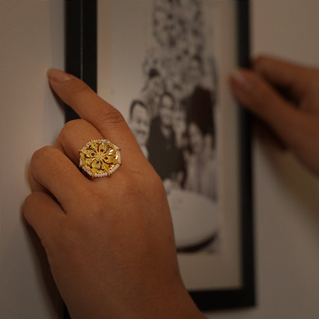 Dholi - 22K Gold Plated Ring | Silver Jewellery by Gulaal Jewels