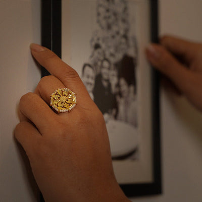 Dholi - 22K Gold Plated Ring | Silver Jewellery by Gulaal Jewels