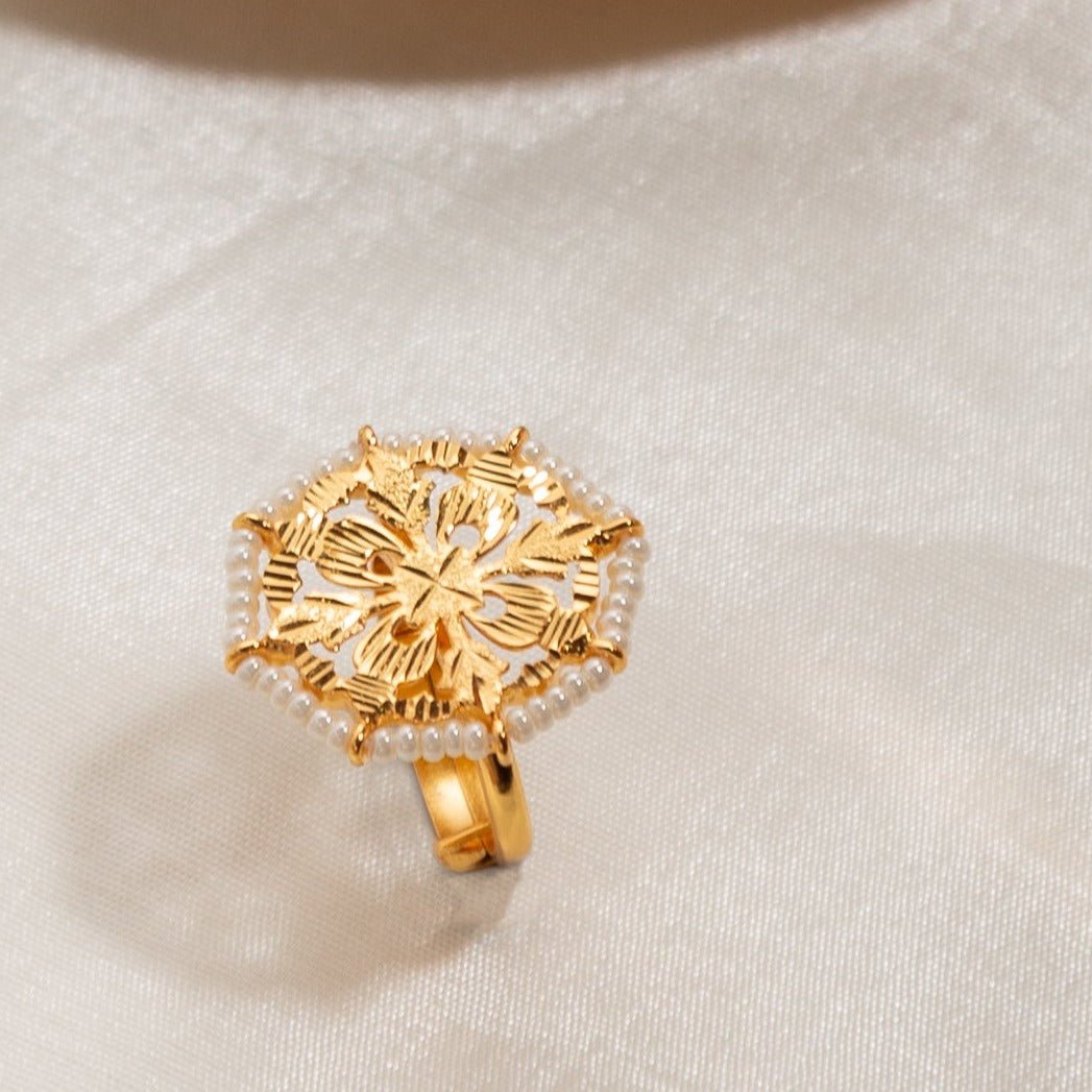 Dholi - 22K Gold Plated Ring | Silver Jewellery by Gulaal Jewels