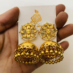 Dholi Jhumka with ghunghru - 22K Gold Plated | Silver Jewellery by Gulaal Jewels