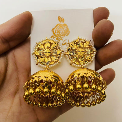 Dholi Jhumka with ghunghru - 22K Gold Plated | Silver Jewellery by Gulaal Jewels
