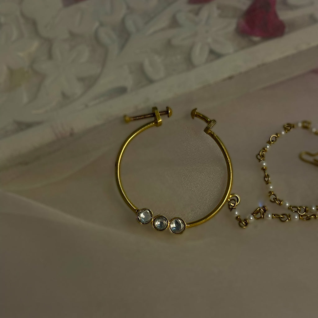 Falak - Antique Gold Nath | Silver Jewellery by Gulaal Jewels