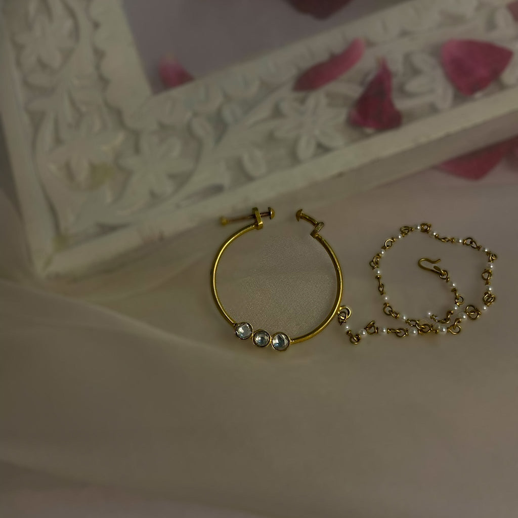 Falak - Antique Gold Nath | Silver Jewellery by Gulaal Jewels