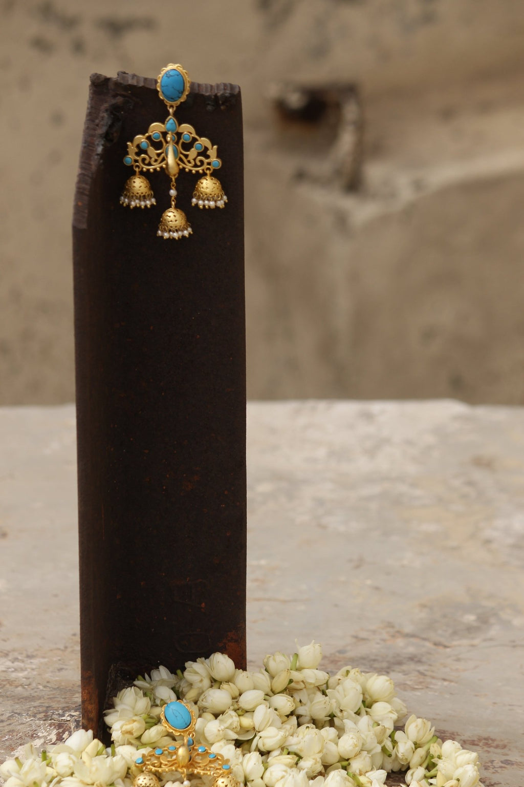 Fatima - Matte Gold Earrings | Silver Jewellery by Gulaal Jewels