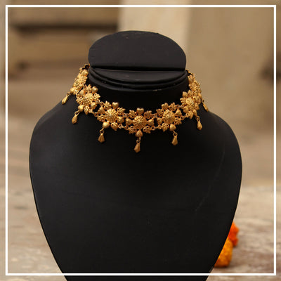 Fyoli - 22K Gold Plated Choker | Silver Jewellery by Gulaal Jewels
