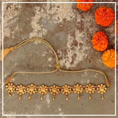Fyoli - 22K Gold Plated Choker | Silver Jewellery by Gulaal Jewels