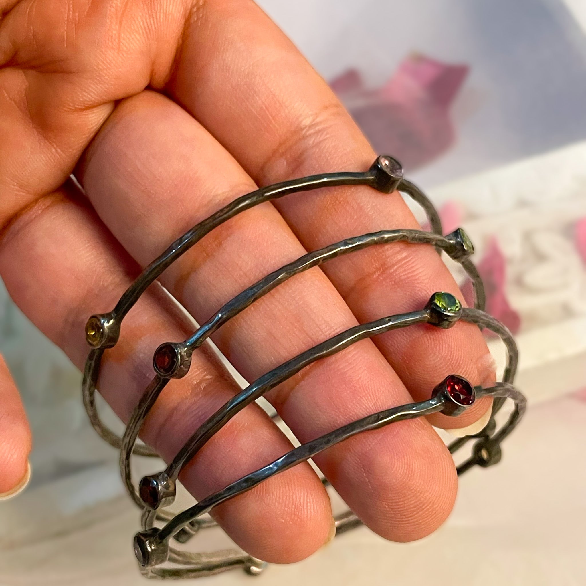 Kumud - Oxidised Bangle | Silver Jewellery by Gulaal Jewels