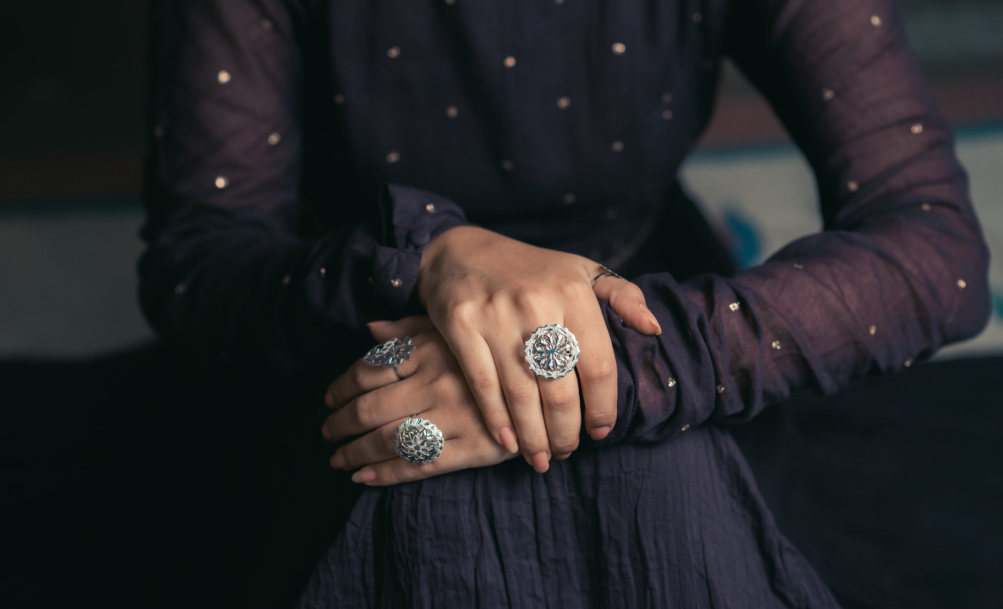Maahi - Shiny Silver Ring | Silver Jewellery by Gulaal Jewels