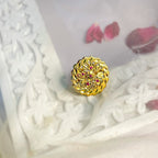 Maahi with fuschia stones - 22K Gold Plated Ring | Silver Jewellery by Gulaal Jewels