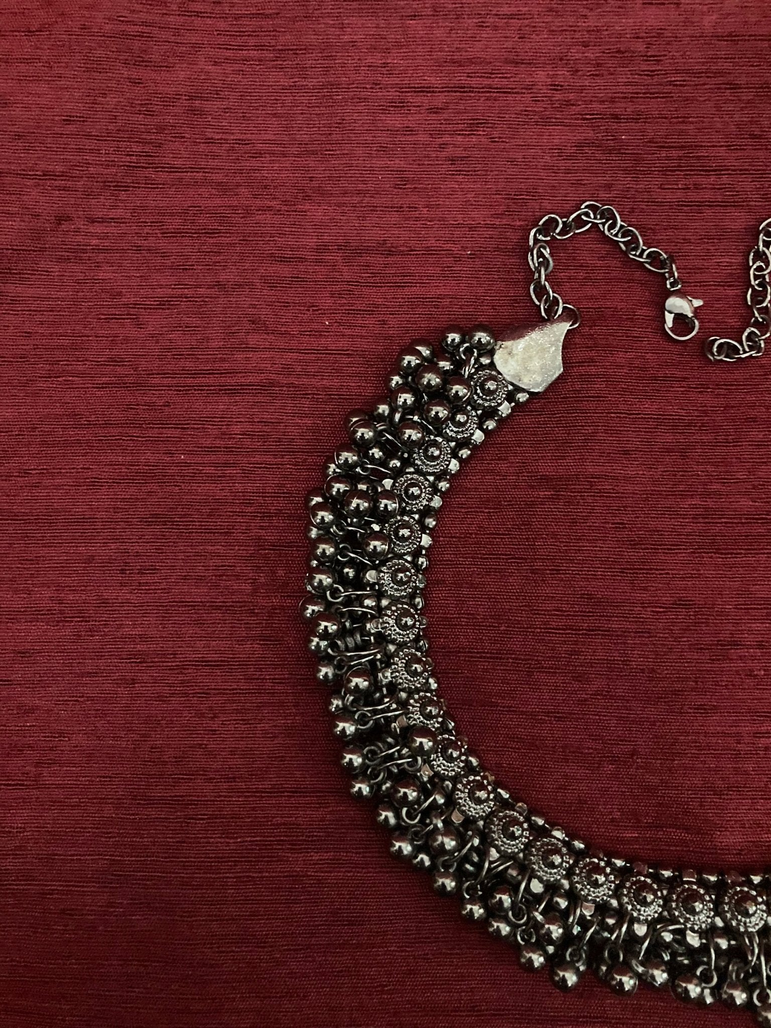 Madhur - Oxidised Choker | Silver Jewellery by Gulaal Jewels