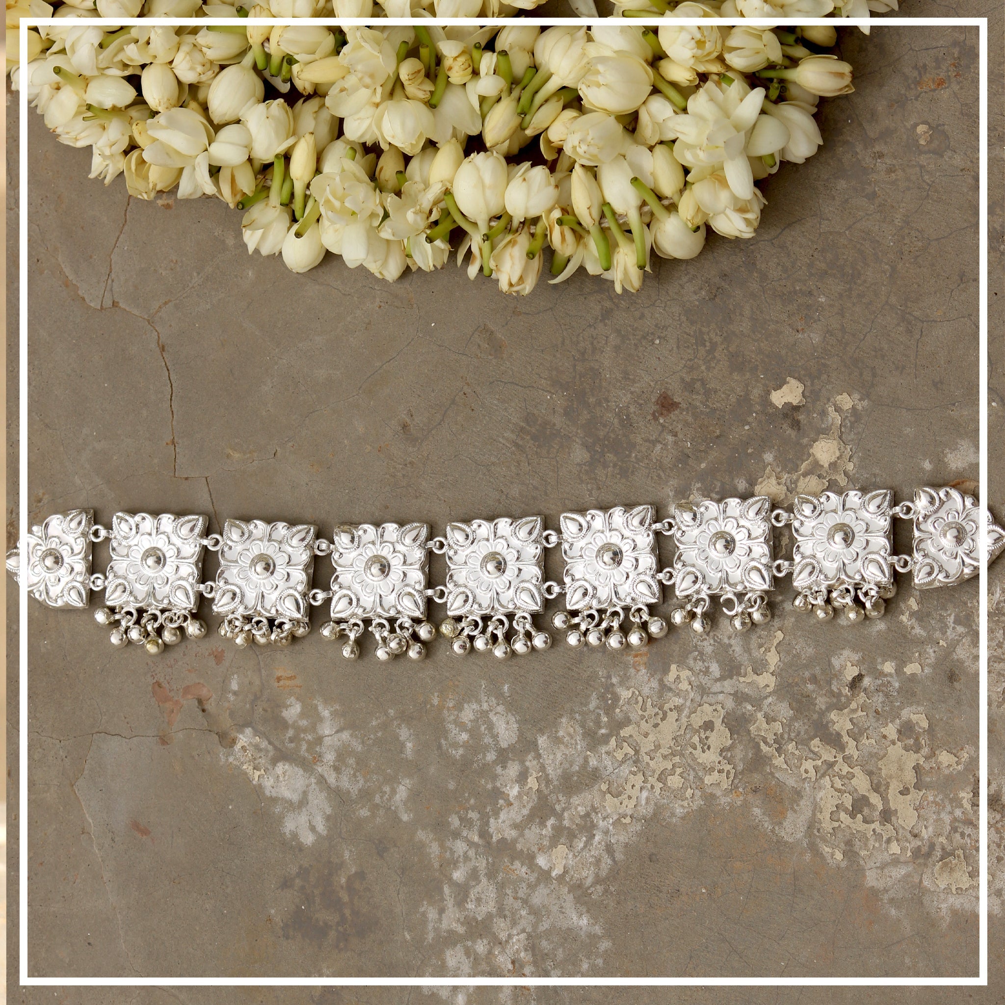 Mani - Shiny Silver Choker | Silver Jewellery by Gulaal Jewels