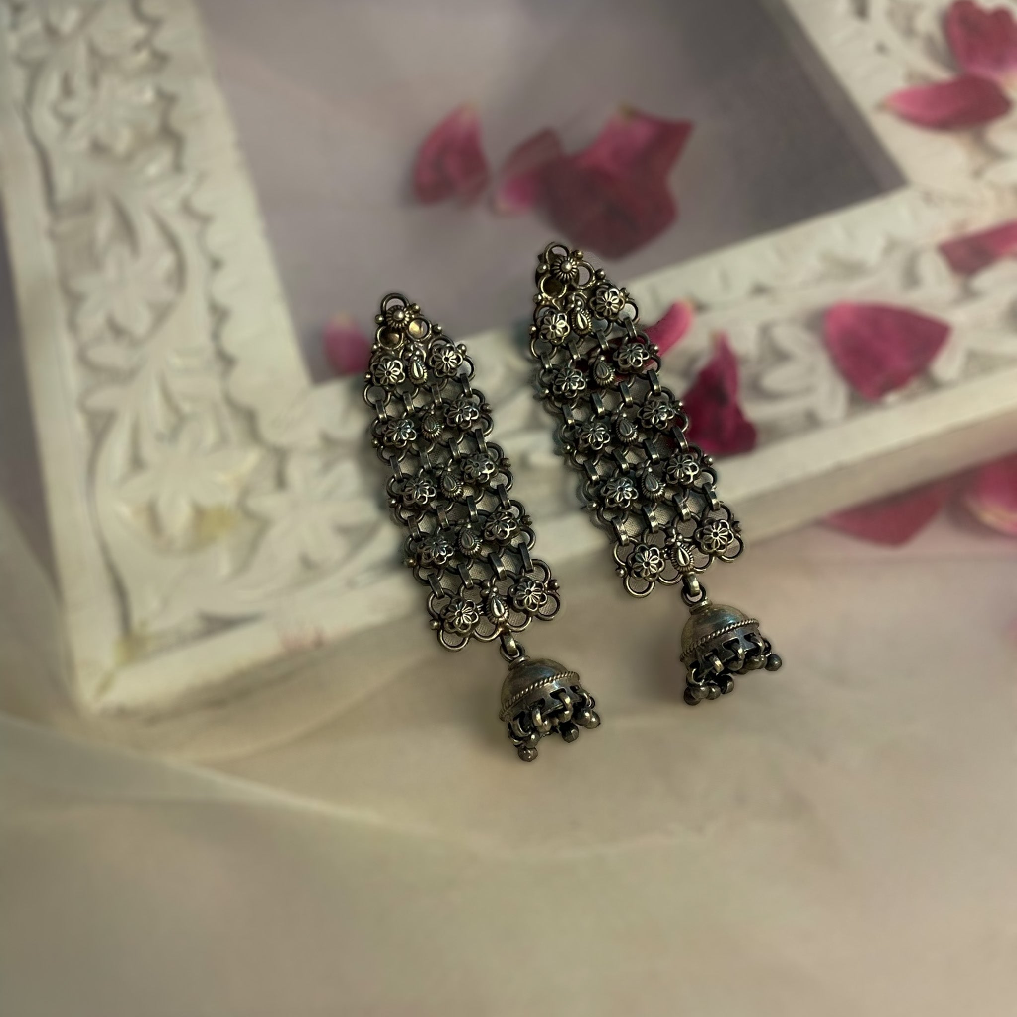 Nargis - Oxidised Jhumka | Silver Jewellery by Gulaal Jewels