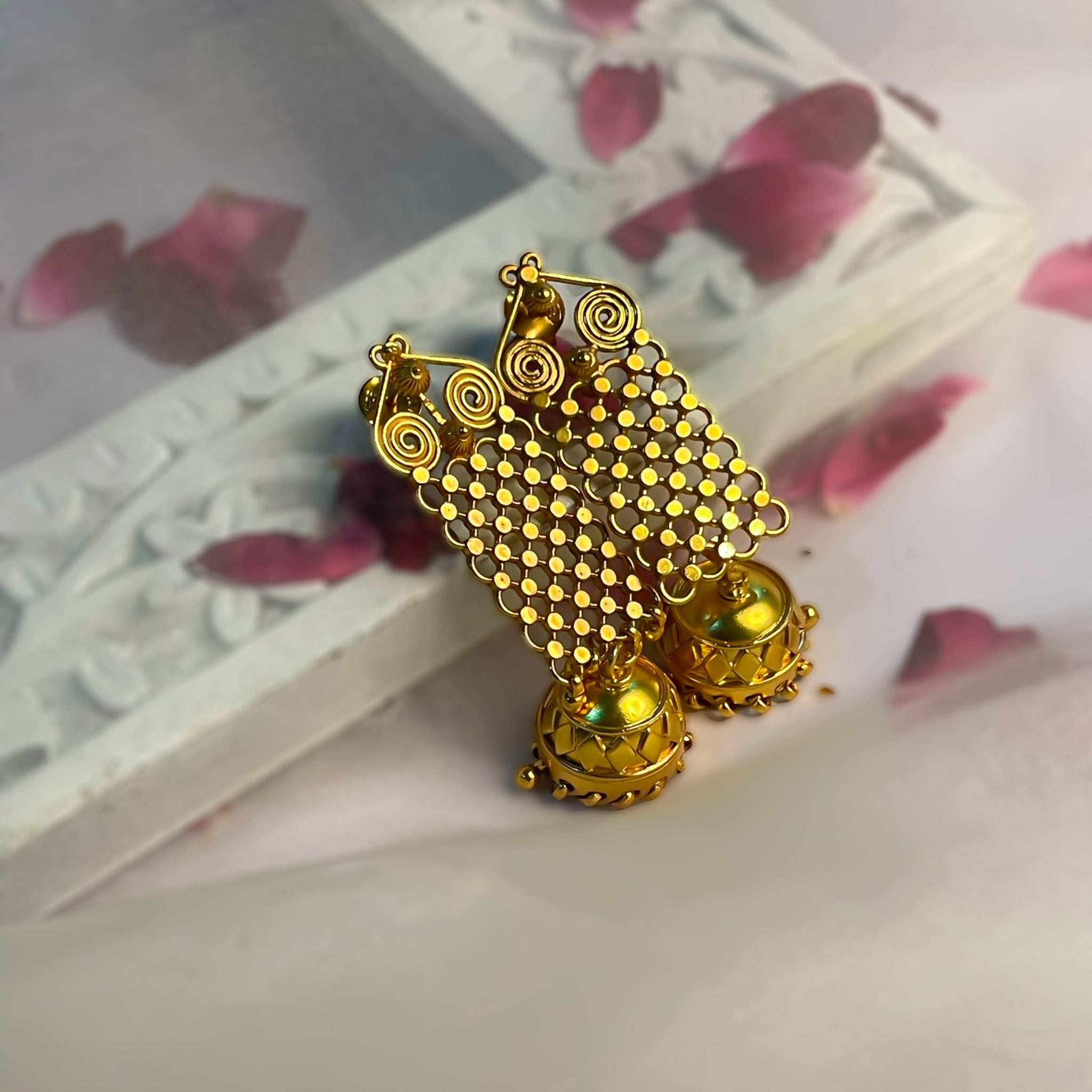 Nargisi Gold plated Earrings | Silver Jewellery by Gulaal Jewels