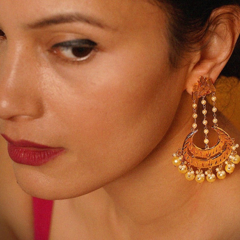 Nazm - 22K Gold Plated Jhumka | Silver Jewellery by Gulaal Jewels