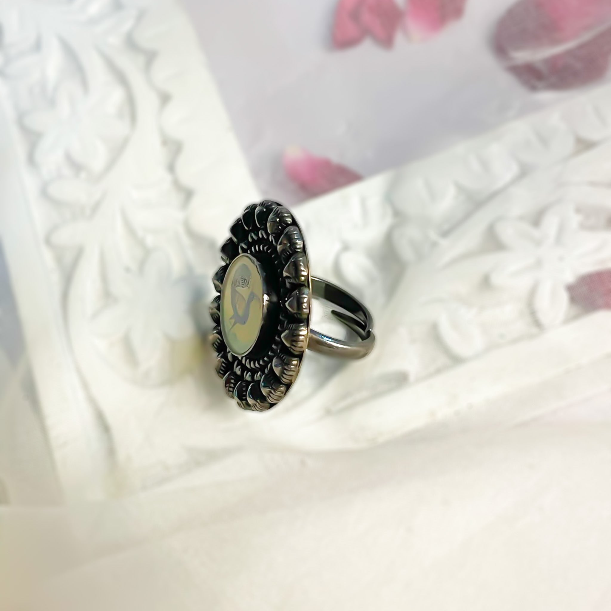 Pakshi - Oxidised Ring | Silver Jewellery by Gulaal Jewels