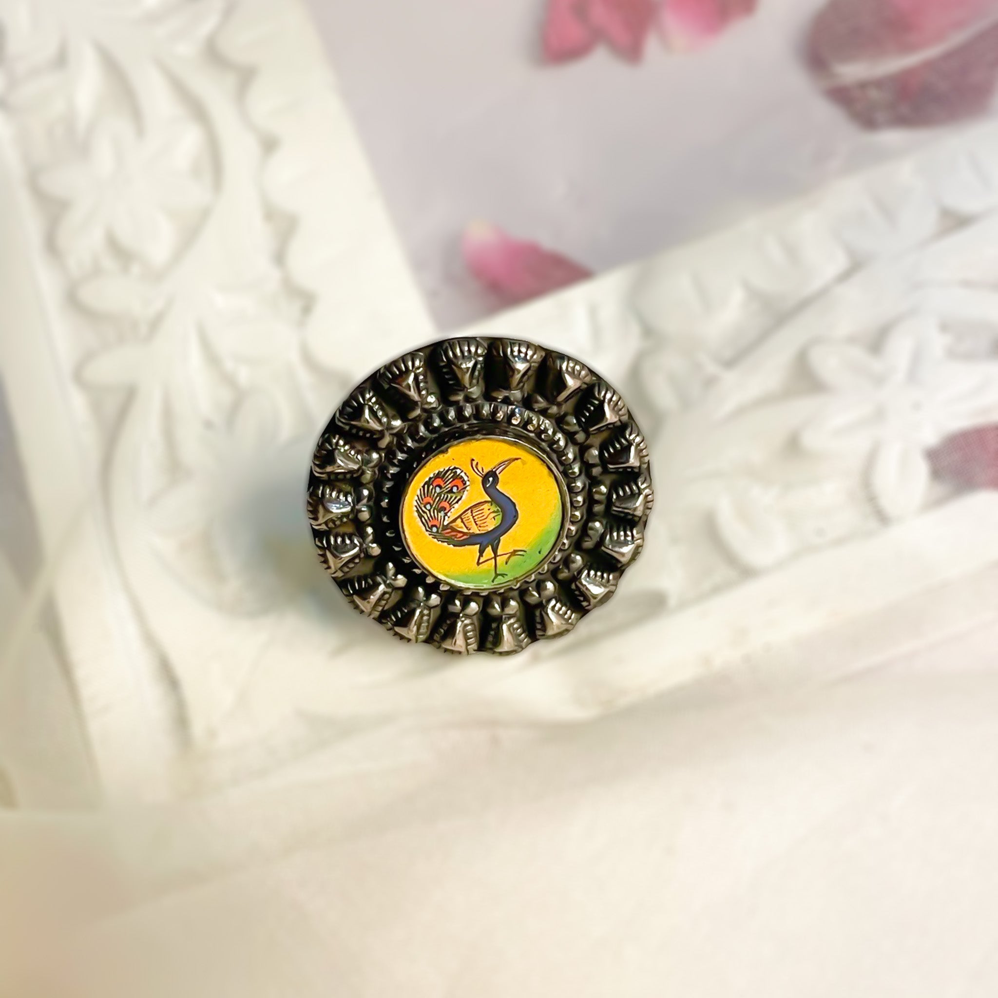 Pakshi - Oxidised Ring | Silver Jewellery by Gulaal Jewels