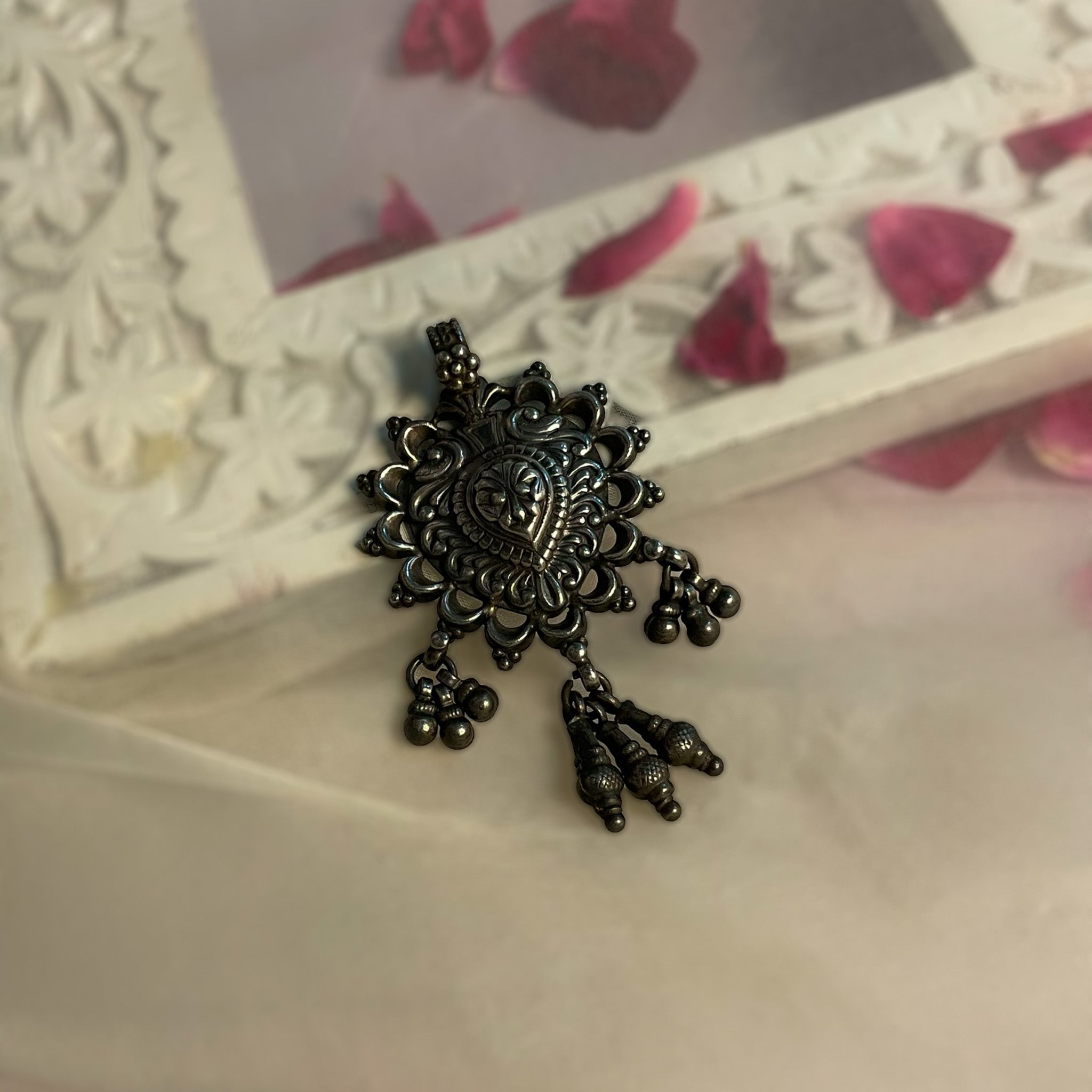 Pari - Oxidised Pendant | Silver Jewellery by Gulaal Jewels