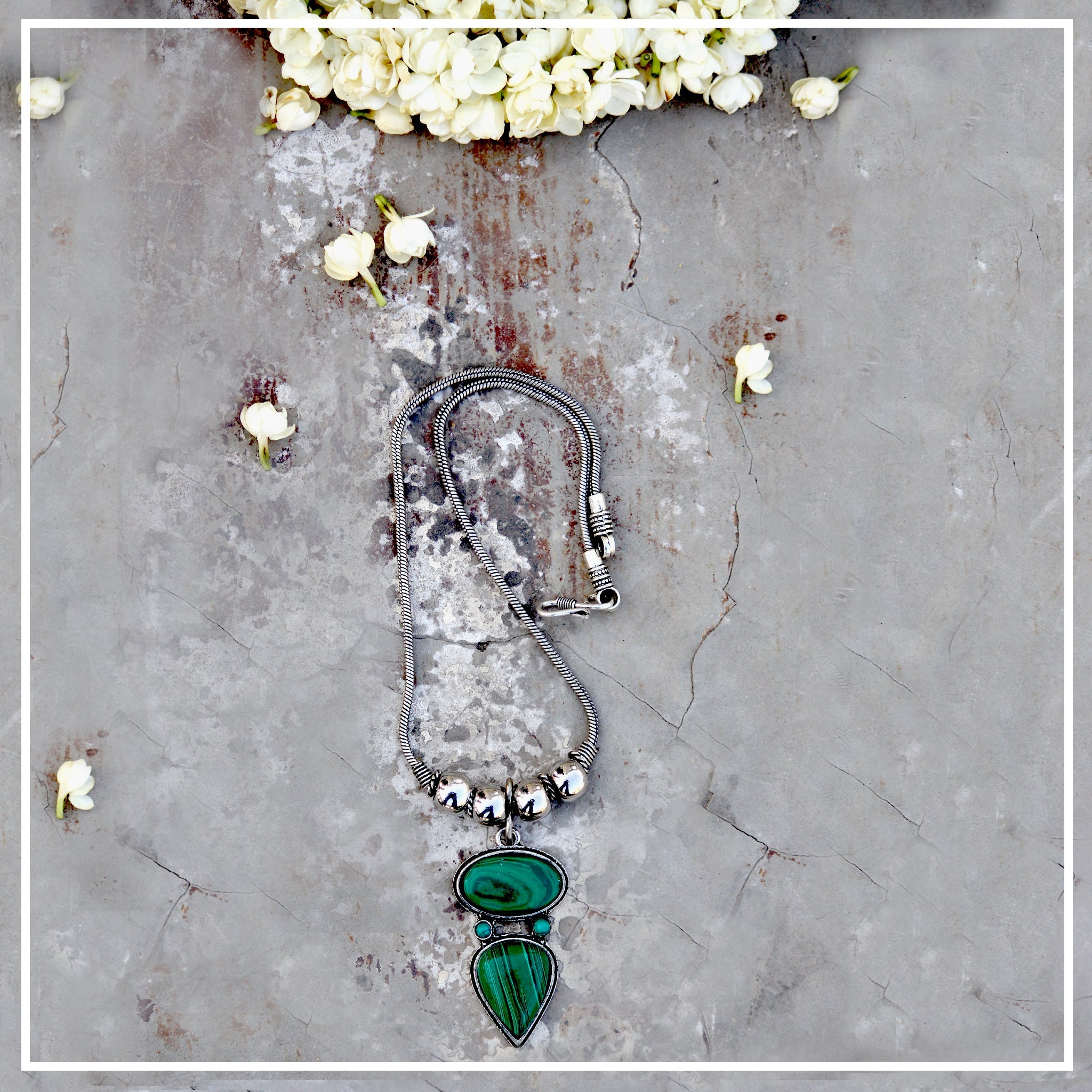 Peraj - Silver Finish Necklet | Silver Jewellery by Gulaal Jewels