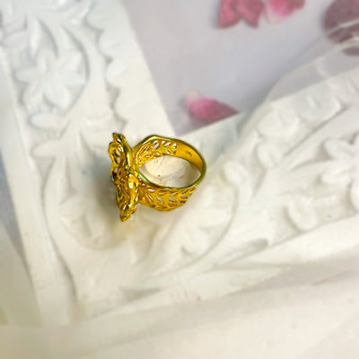 Pushp 22K Gold Plated Ring Gulaal Ethnic Indian Designer