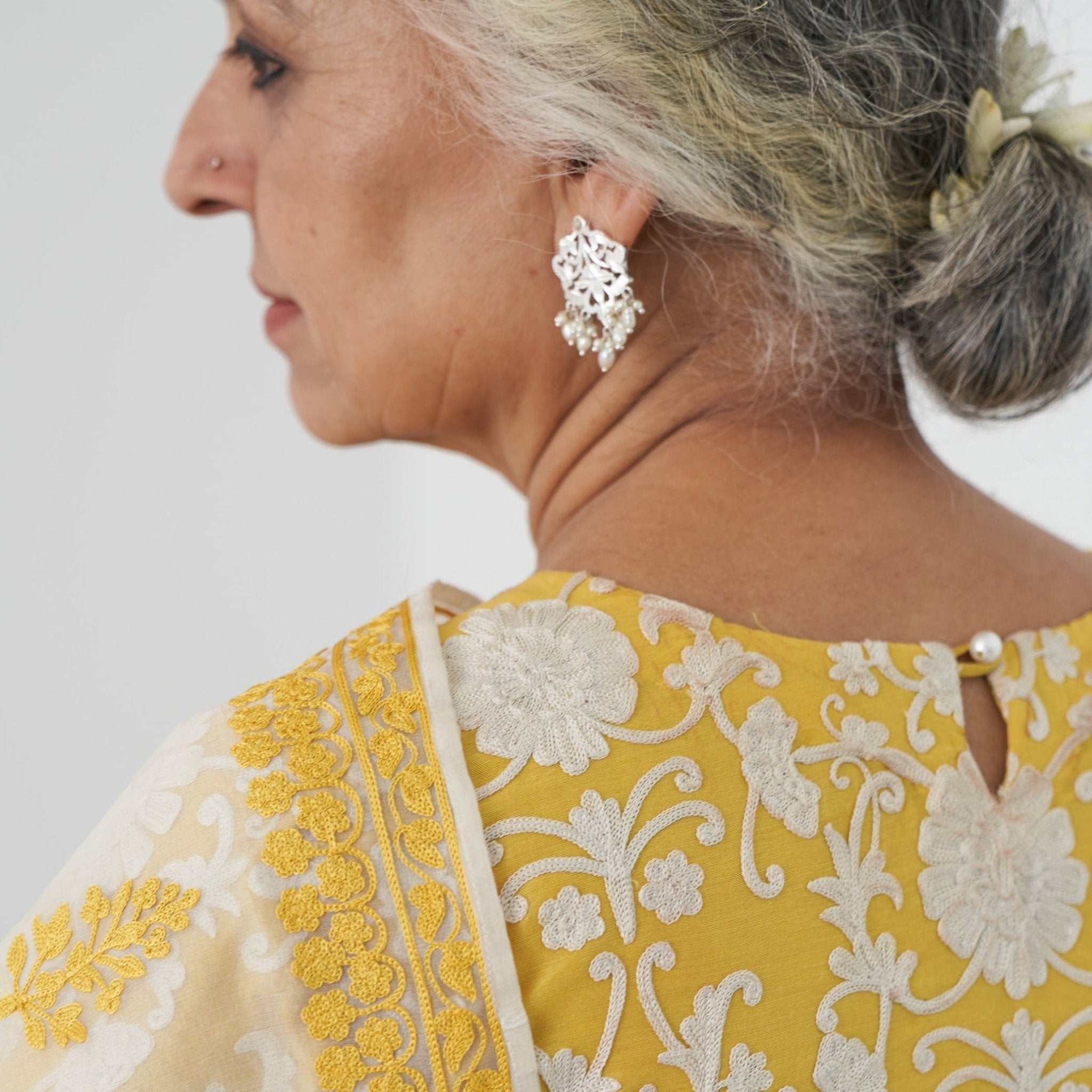 Sarah pearl studs - Shiny Silver Studs | Silver Jewellery by Gulaal Jewels