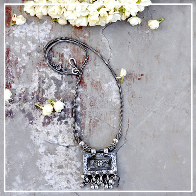 Tayak - Silver Finish Necklet | Silver Jewellery by Gulaal Jewels
