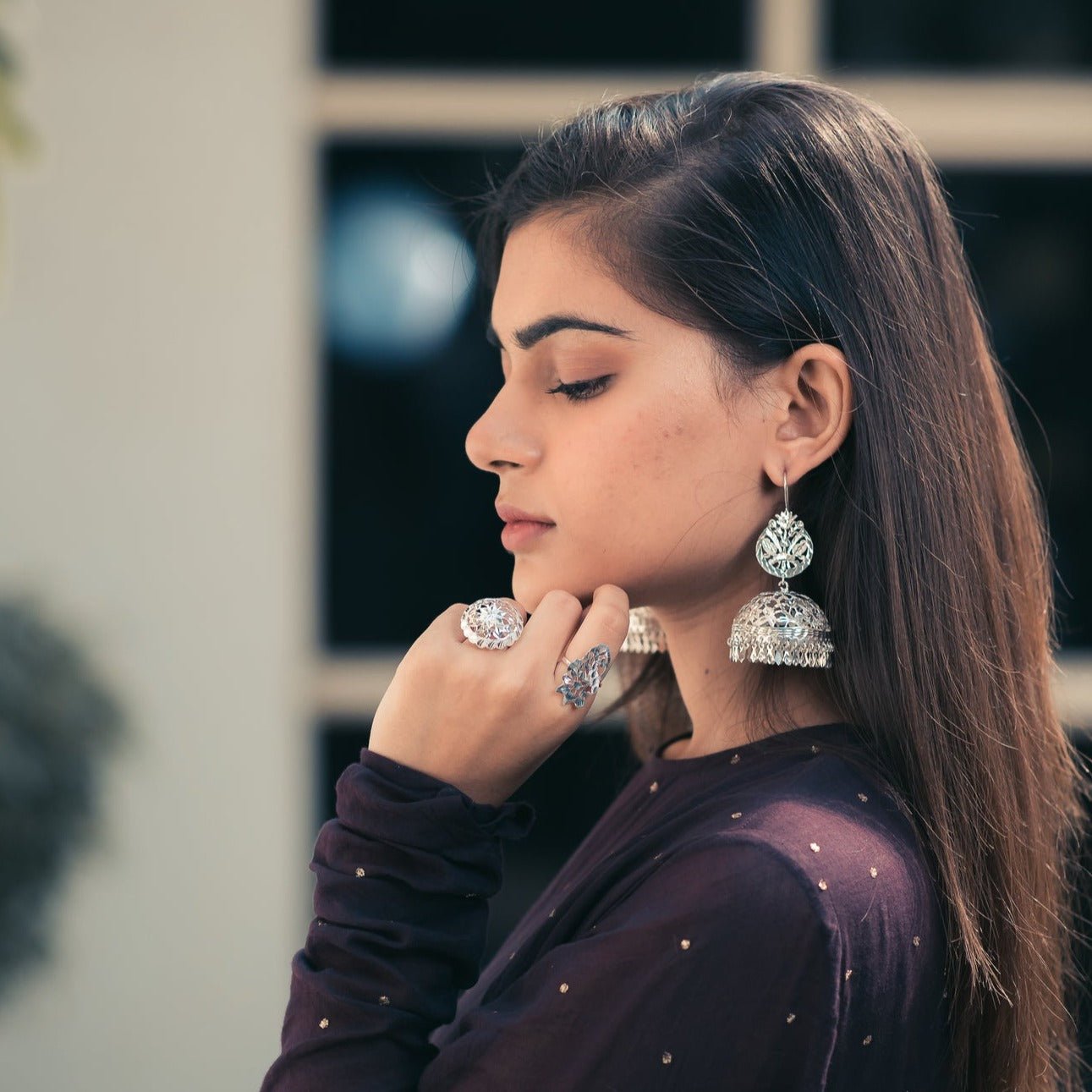 Tokri - Shiny Silver Jhumka | Silver Jewellery by Gulaal Jewels